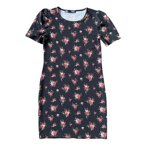Rebel Sugar Floral Dress, Black & Red Short Sleeve, Size Medium